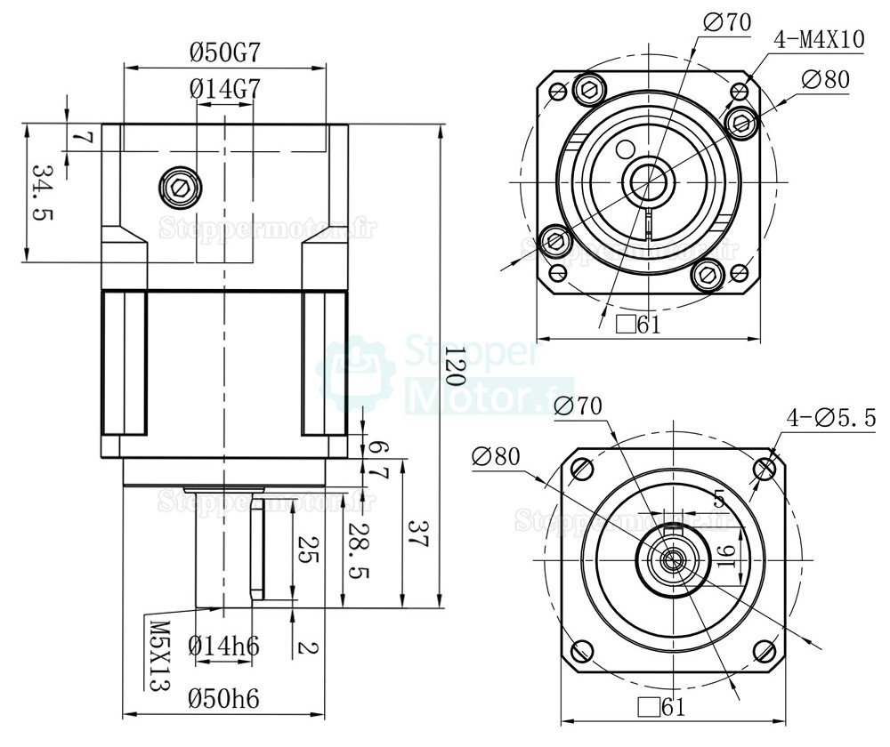 Réducteur planétaire hélicoïdal série PGH60 Rapport max. 10:1 PGH60-L1SW-SERVO pour servomoteur Nema 23,24